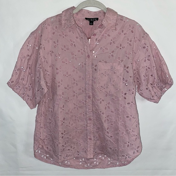J. CREW Women's Spring Garden Eyelet Top Pale Orchid Sz 6 Pink NWT Coquette - Picture 2 of 9